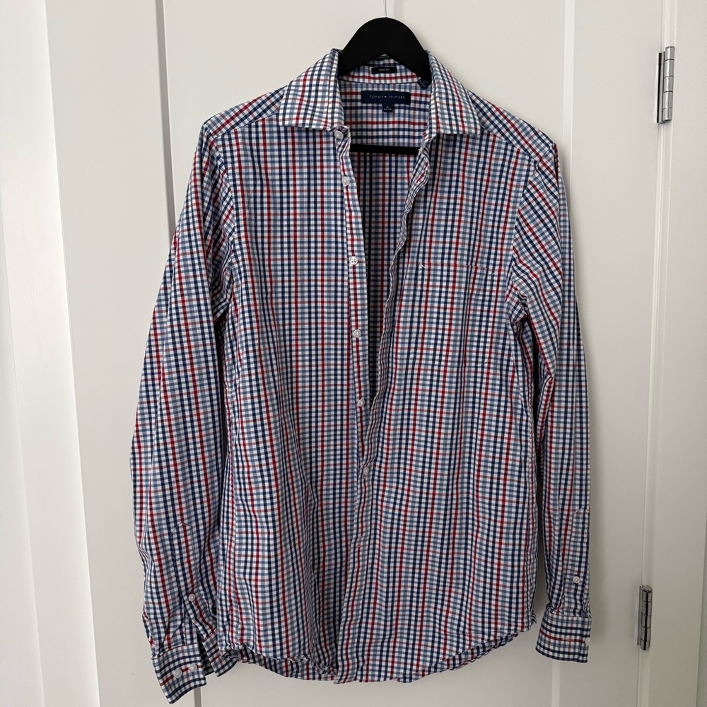 Tommy Hilfiger Red and Blue Plaid Shirt
